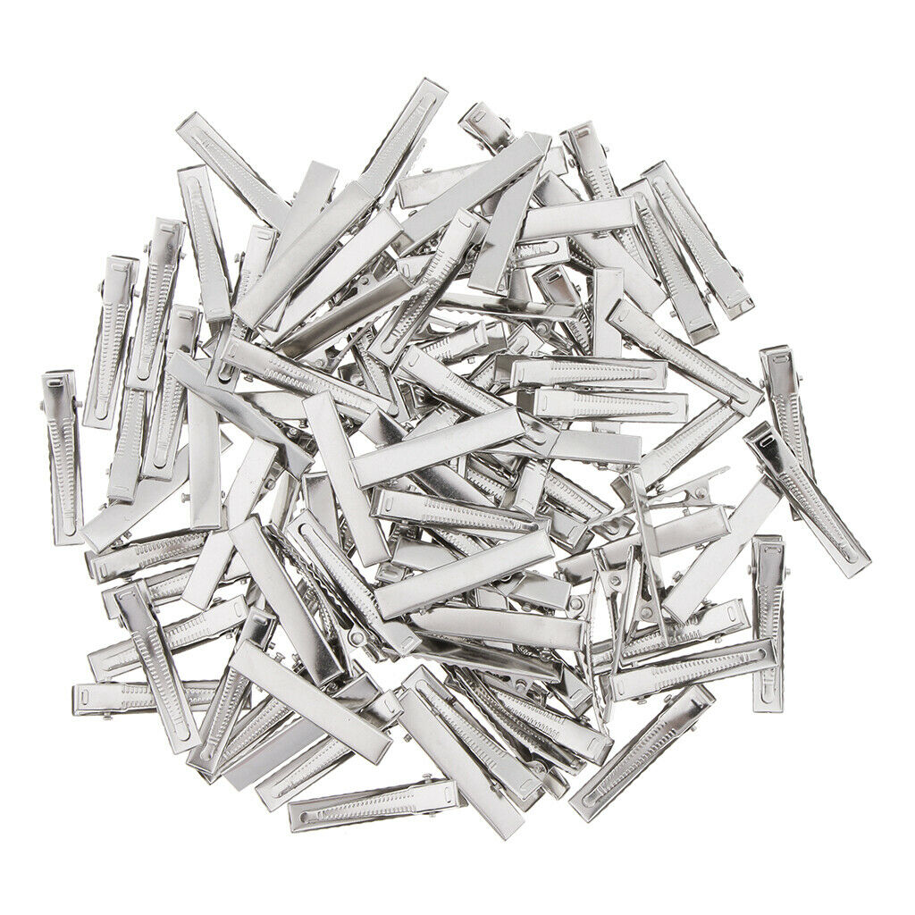 50Pack Hair Clips Pins Prong Pinch DIY Blank Barrette Hair Accessories