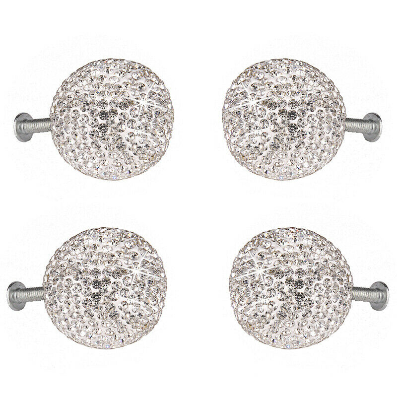 4x Blingbling Crystal Ball Glass Drawer Closet Cupboard Cabinet Pull Knob Handle