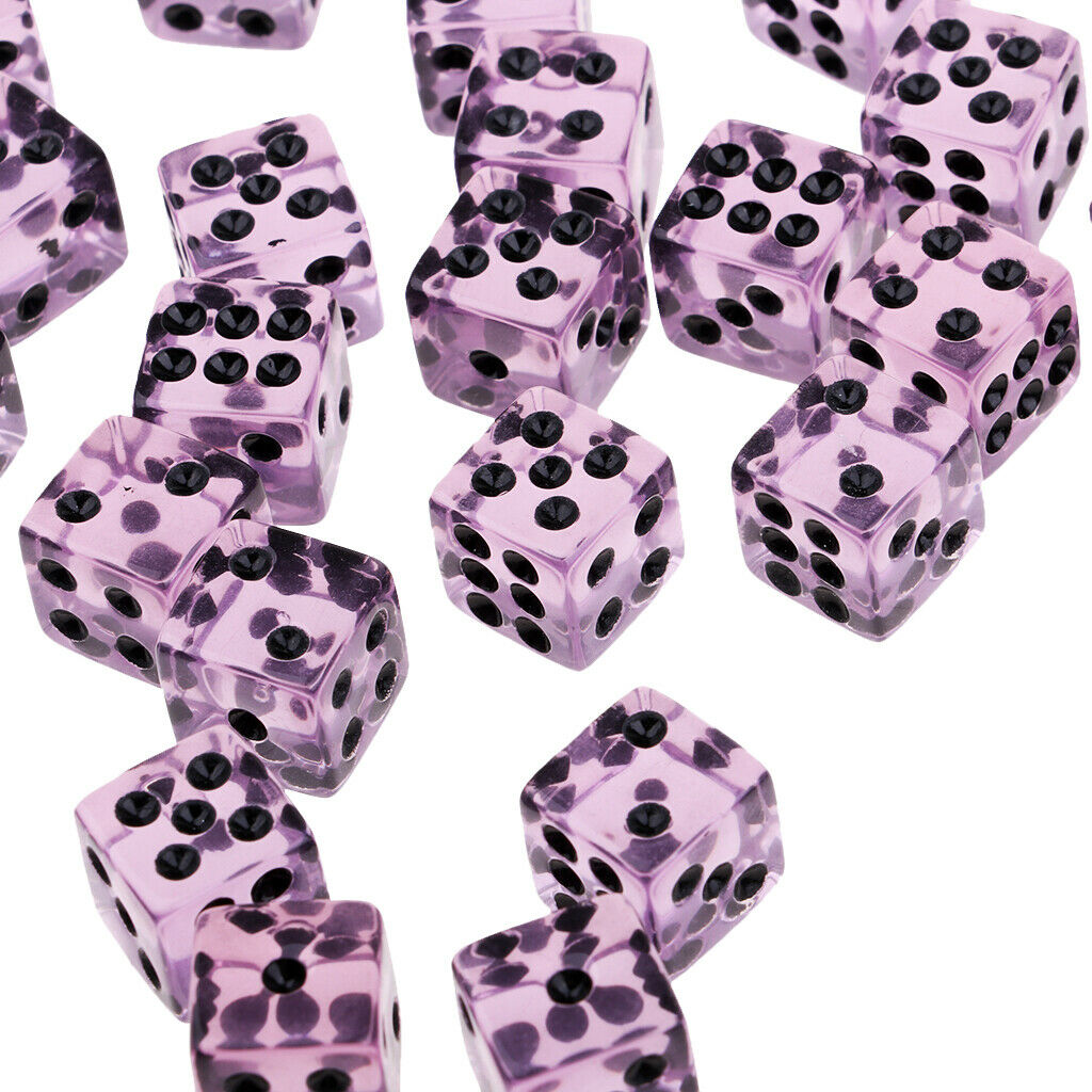 100 lot Acrylic   Spotted Six Sided Dices D6 12mm for DND Board Game Toys