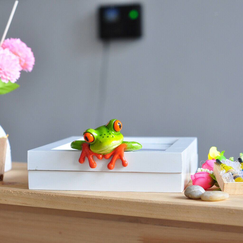 4pcs Modern Creative Frog Statues Car Office Decor Ornament Laptop Monitor