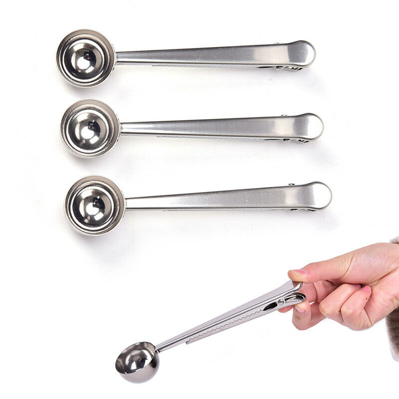 1x Coffee Scoop With Clip Multifunction Stainless Steel Coffee Measuring Spoo CH