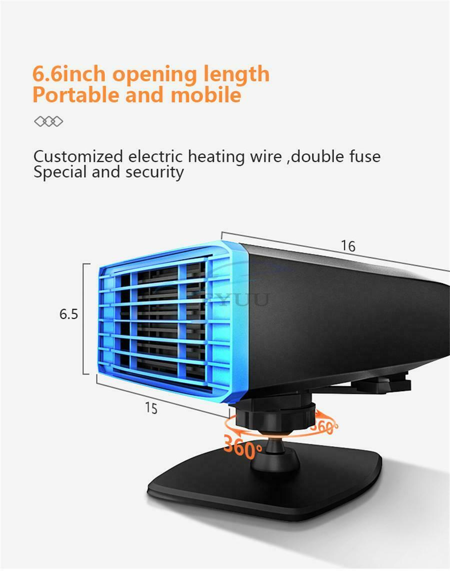 2 in 1 Portable Car Windshield Defroster Heater Fan 360° Rotating Adjustable