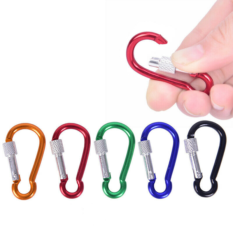 5Pcs/set Spring Lock Carabiner Snap Hook Hanger Locking Clip Keychain Cam.l8