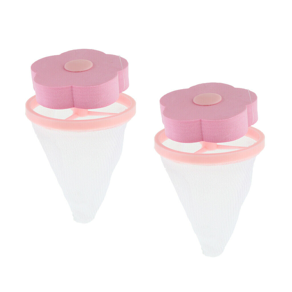 2Pcs Pink Washing Machine Float Filter Filtering Hair Removal Device Cleaning