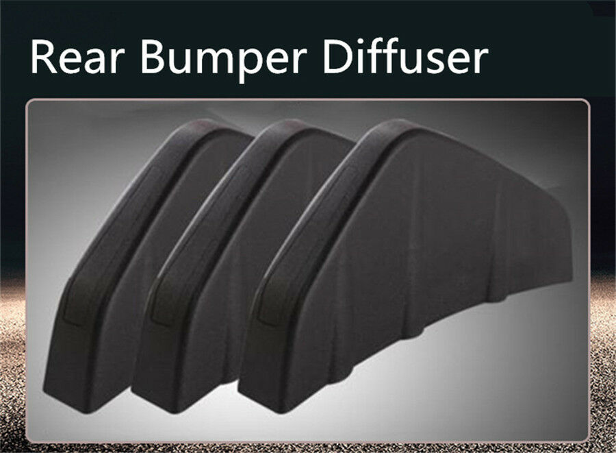 4Pcs Black Shark Fins Shape PVC Car Rear Bumper Diffuser Decor Car Exterior Look