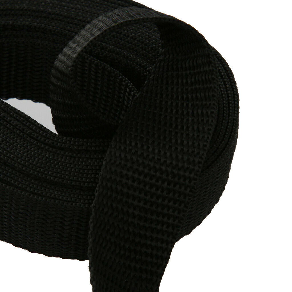Pair Tie Down Strap 3.8m Length 25mm Wide for Roof Rack Kayak Canoe Black