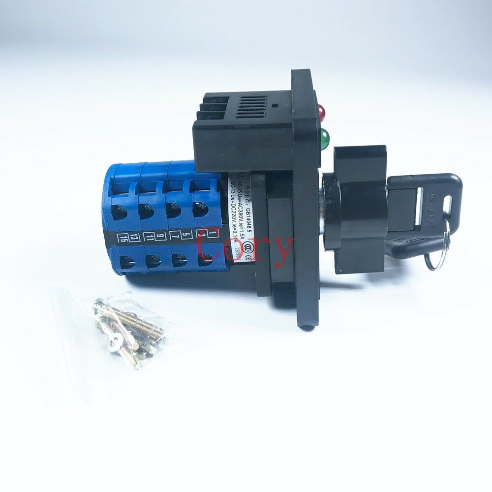 1PCS Changeover Switch 20A 380-440V/220-240V 3 Positions Key lock LED indicator