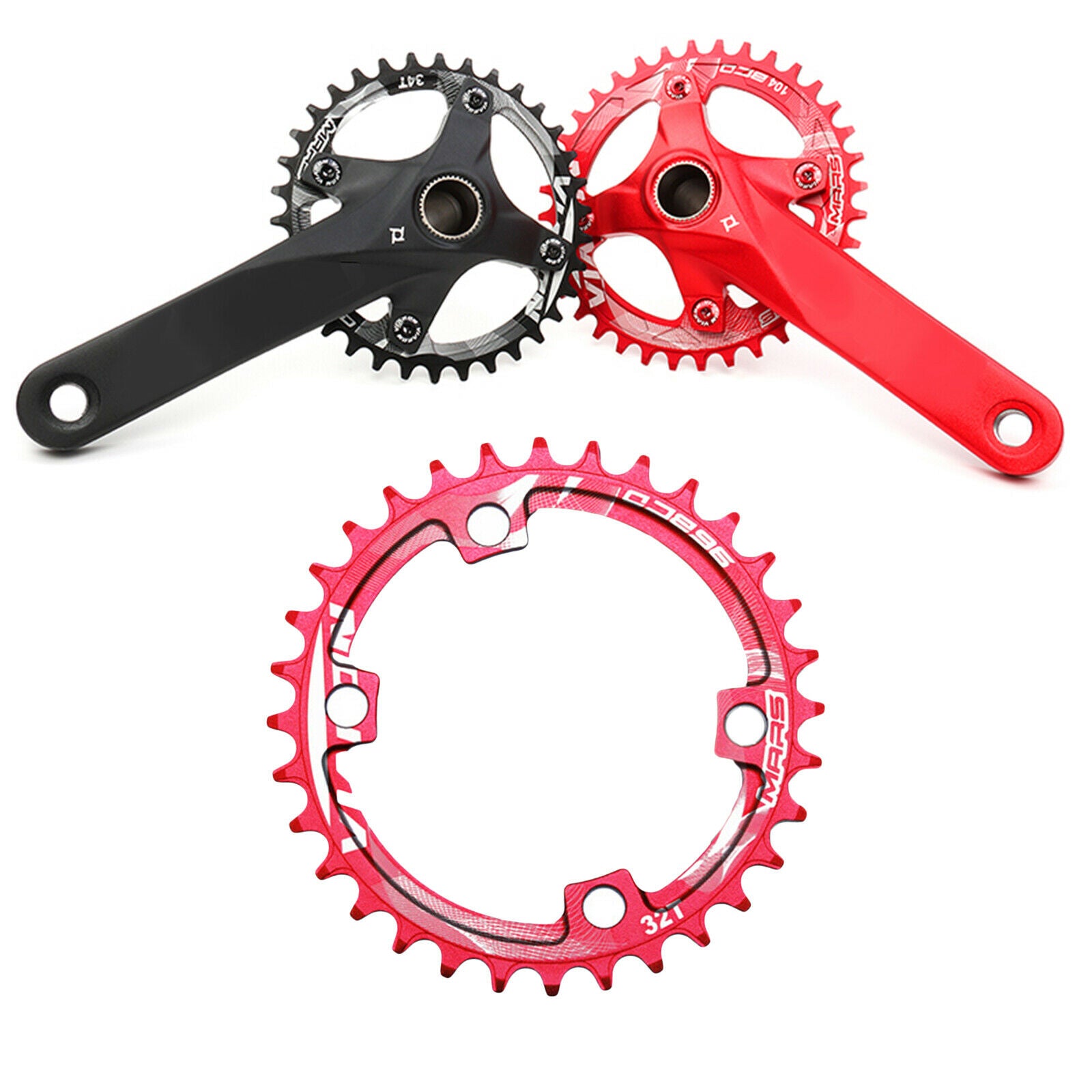 Bike Chainring Bicycle Aluminum Alloy 104BCD Replacement Chainwheel Red 32T