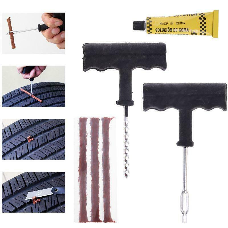 Auto Car Tubeless Tyre Puncture Plug Tire Repair Motorcycle Bike Cement Tool Kit