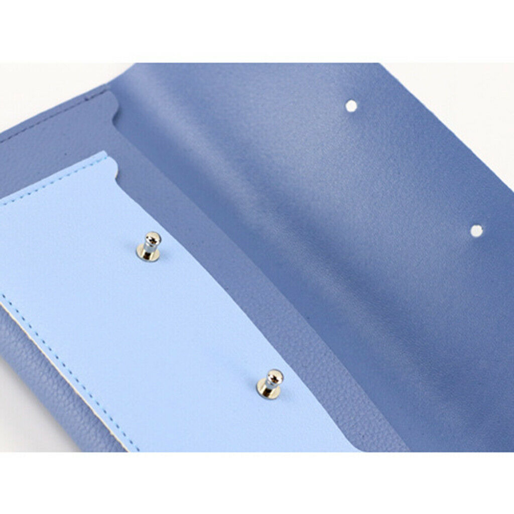 Leather Eyeglasses Case Flip Top Envelope Pouch Eyewear Carrying Holder Blue