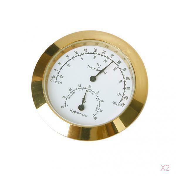 Golden Round Thermometer and Hygrometer for Guitar Violin Case
