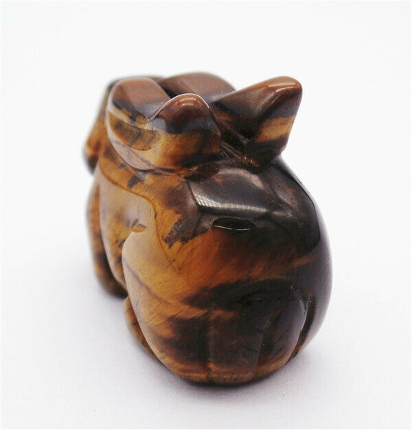 75x50x34mm Natural Tiger Eye Gem Carved Rabbit Decoration Statue Decor HH7645