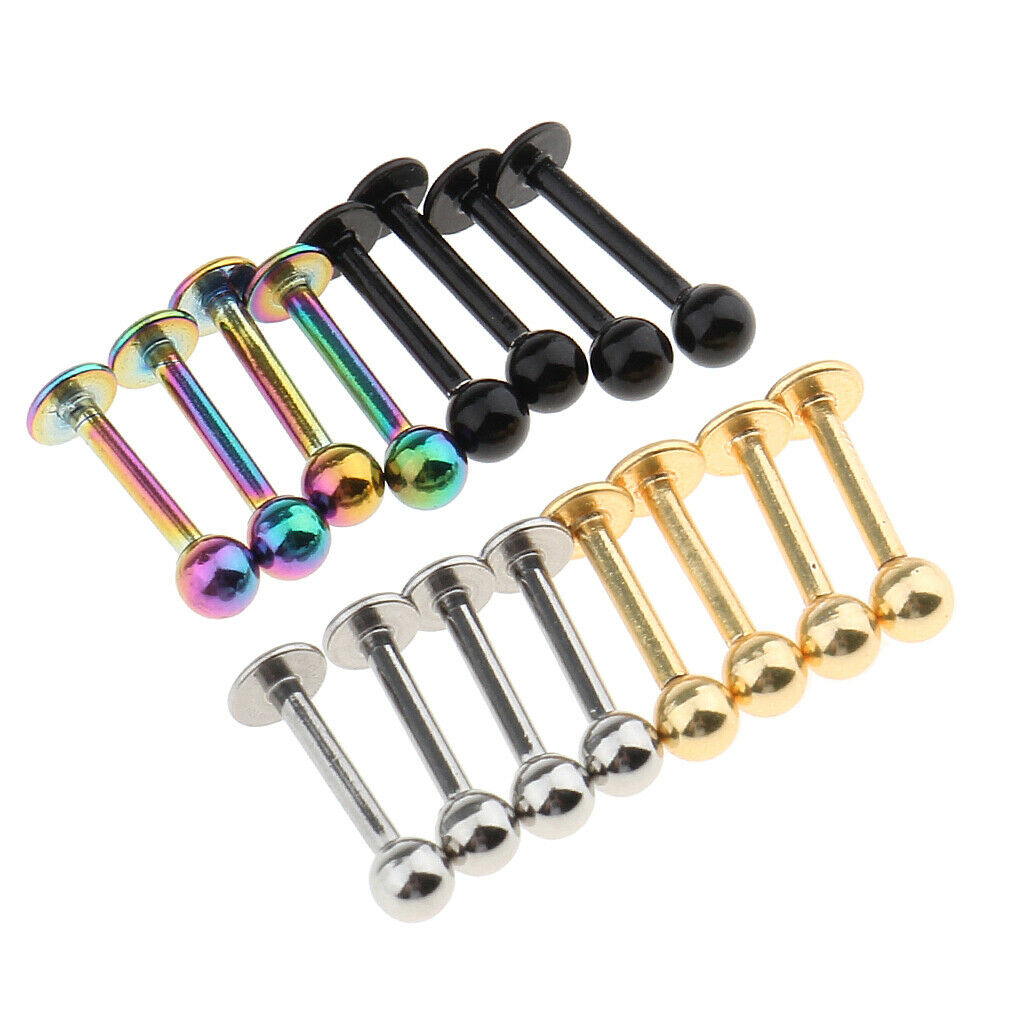 16Pcs Labret Bar Tragus Lip  Nose Stud Stainless Steel Body Jewellery