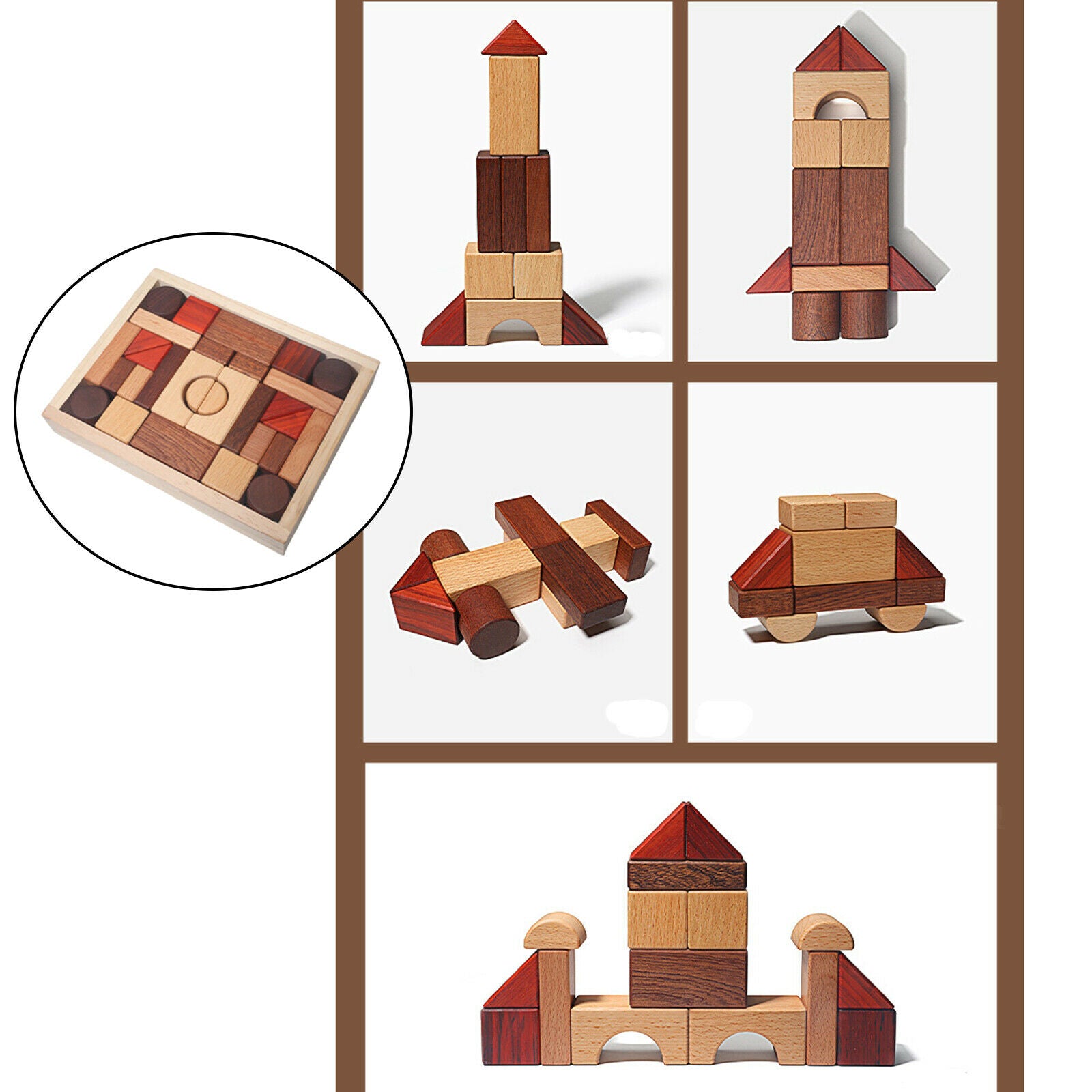 Building Blocks Toys Montessori Educational Shapes Recognition Learning