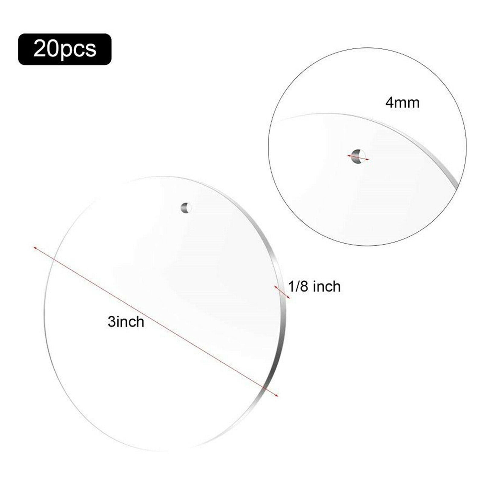20pcs Acrylic Keychain Blanks Clear Disc 3Inch Keychain Jewelry Making