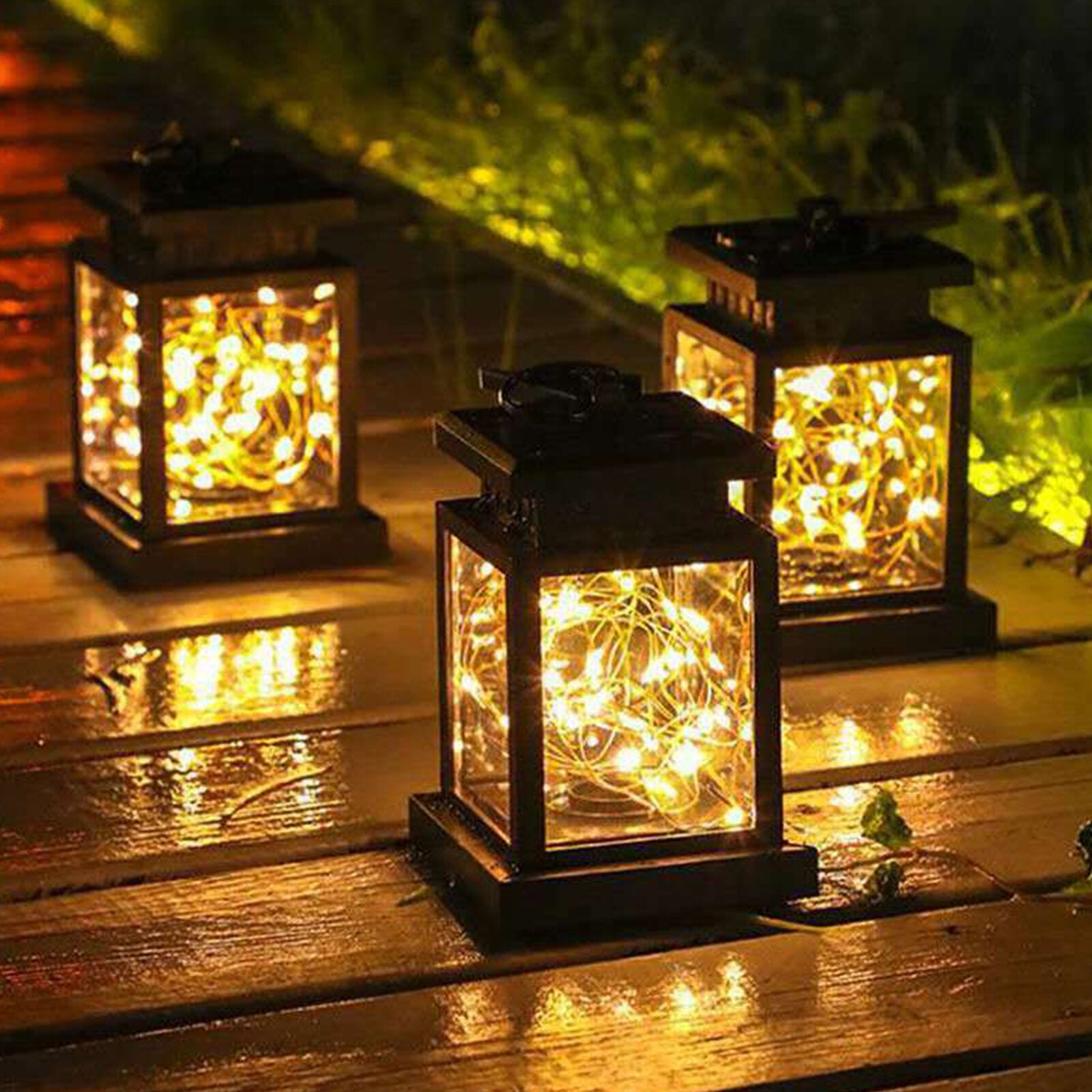 LED Solar Lantern Hanging Light outdoor Yard Patio Garden Lamp Decor Waterproof
