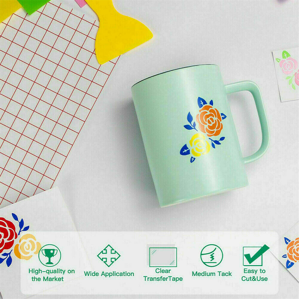 Vinyl Transfer Paper Tape Roll Cricut Adhesive 12 x 60 inch Clear Alignment Grid