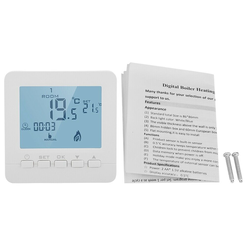 Digital LCD Heating Thermostat Dual Temperature Display Home Temp Controller 5A