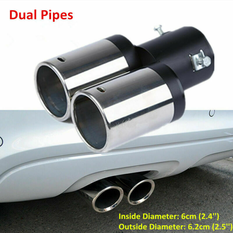 Chrome Stainless Steel Dual Y-Pipe Car SUV Offroad Exhaust Pipe Muffler Tip Tail
