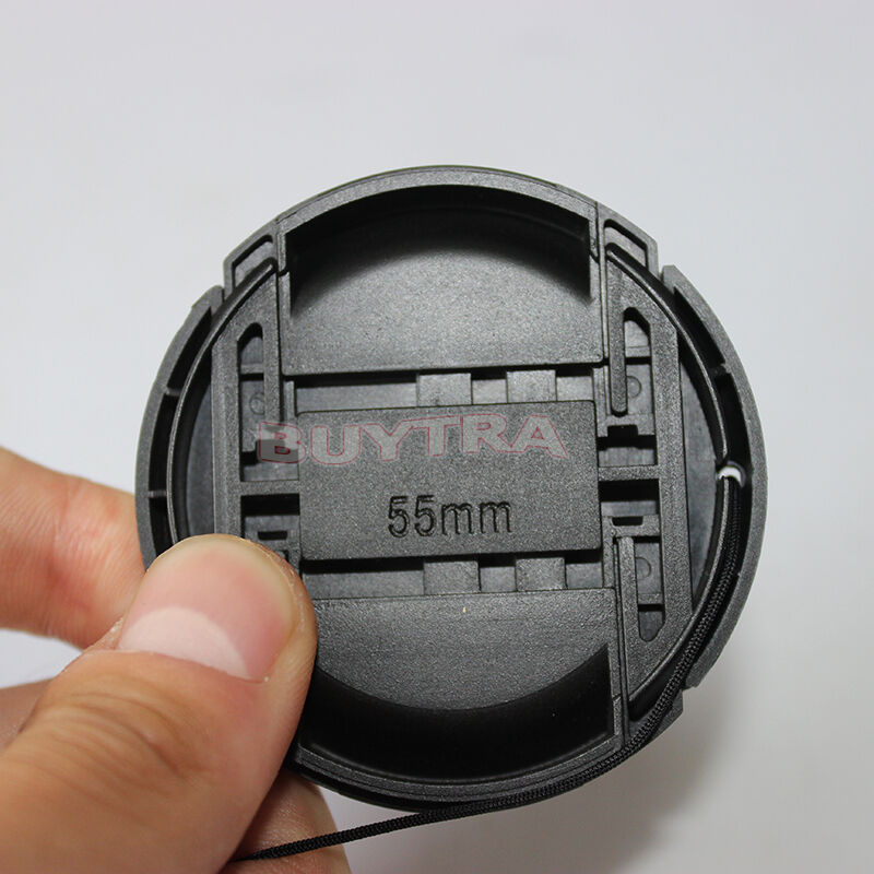 55mm Center Pinch Snap on Front Cap Cover For SLR camera Lens Filter Blac.l8