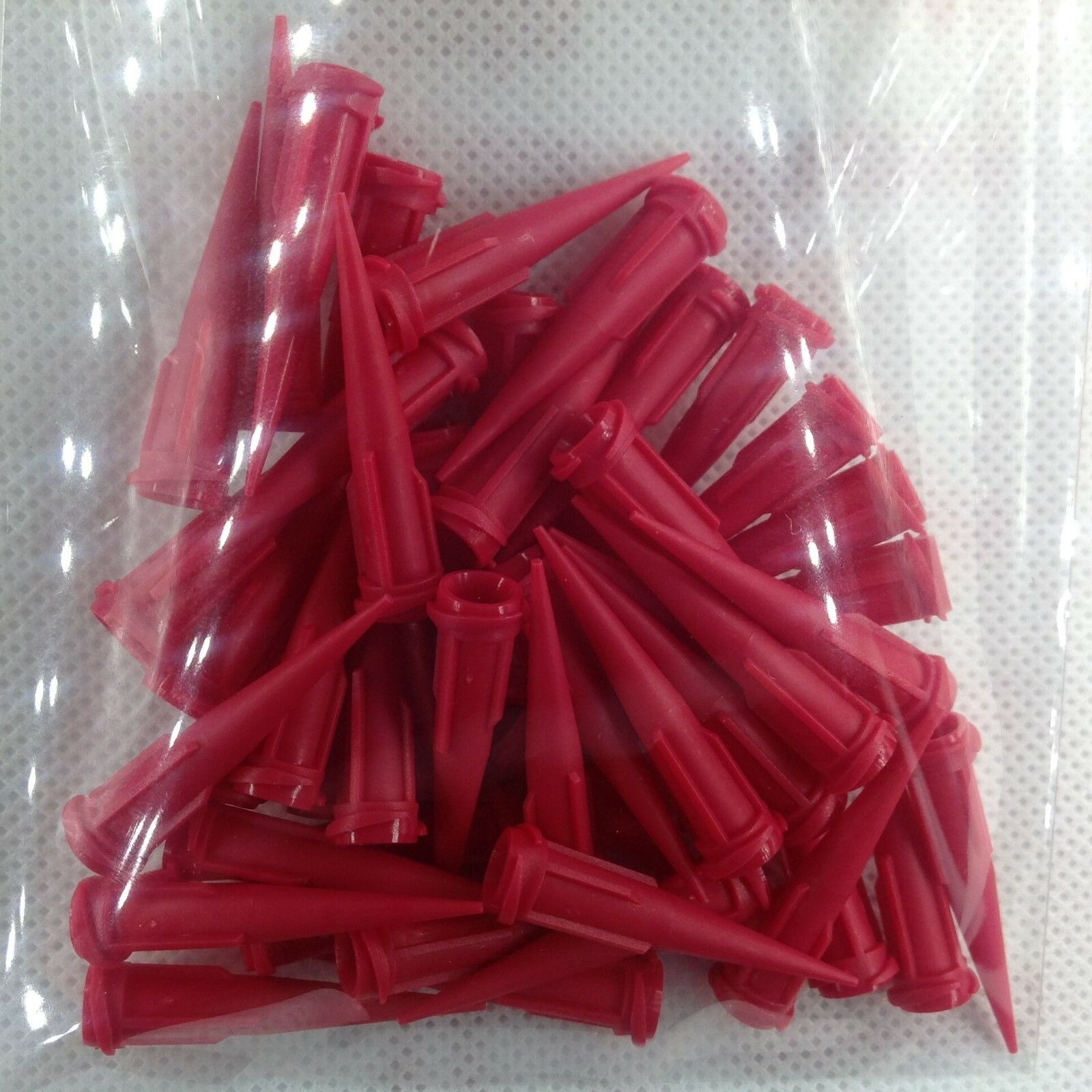 50pcs 25G Red Plastic Tapered Dispensing Tips TT Glue Liquid Dispenser Needle