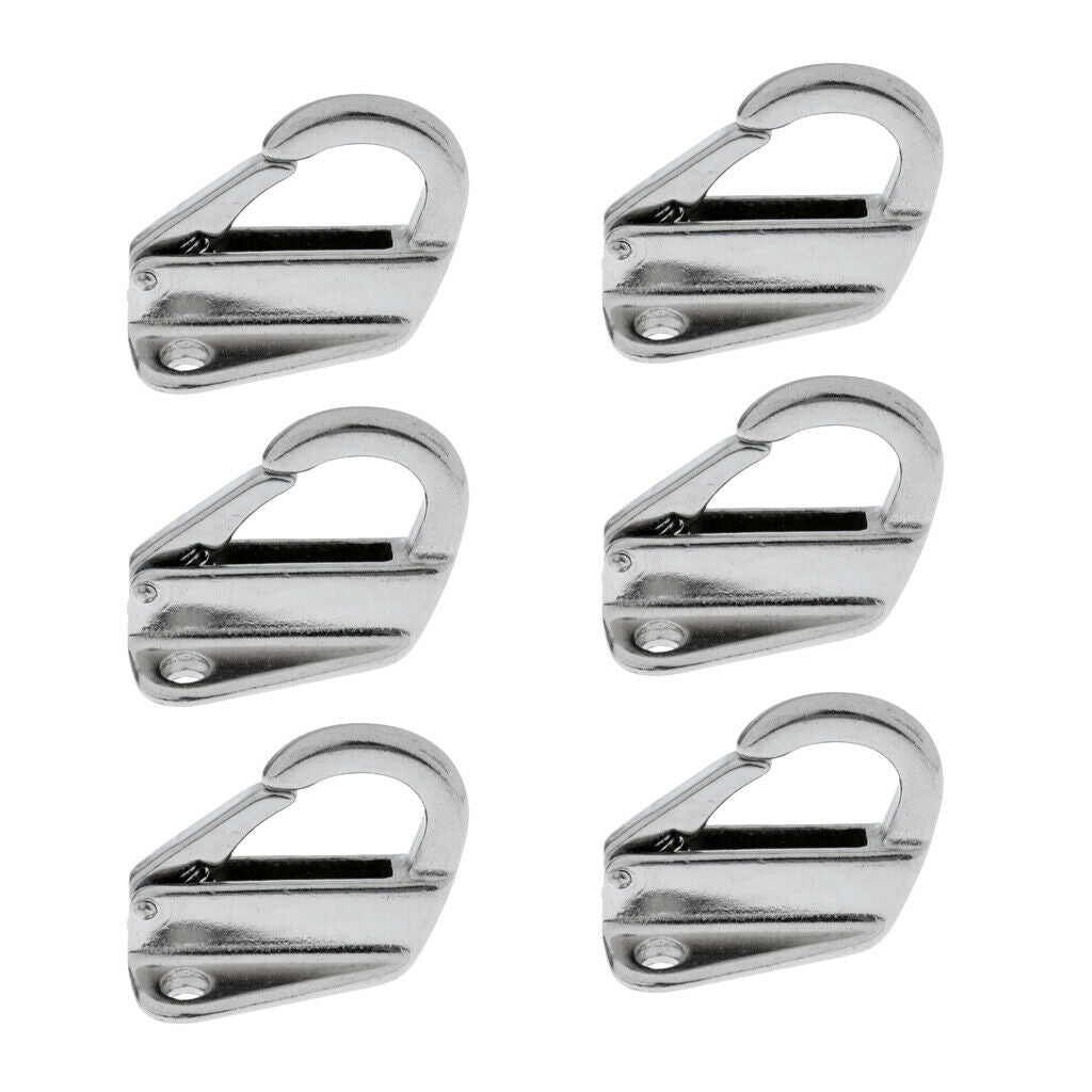 6 Piece Boat Stainless Steel Spring Snap Type  Fending Hook Hanger 9mm