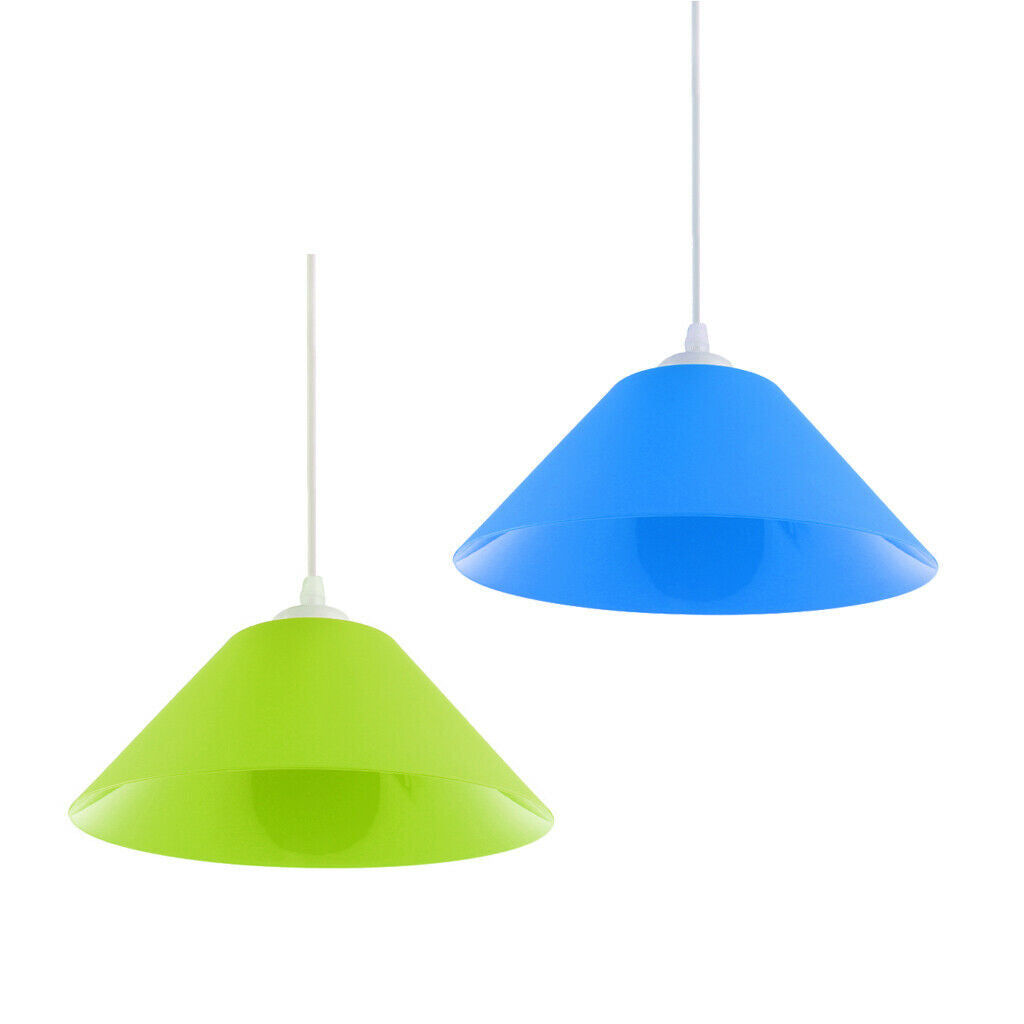 2 Pack Bright Color Cone-Shaped Lampshade Ceiling Light Fixture Blue & Green