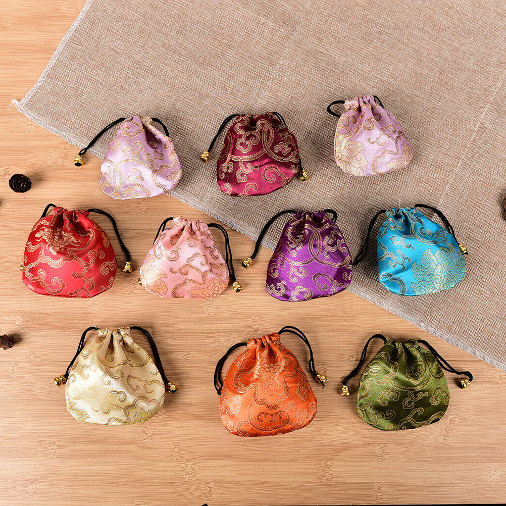 10X Chinese Handmade Mix Colors Silk Bag Coin Purse Gift Jewelry Bags Pou.l8