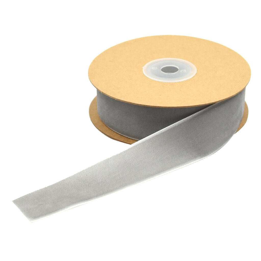 5 yards 1 "wide velvet ribbon roll for craft DIY hair bow clips gray