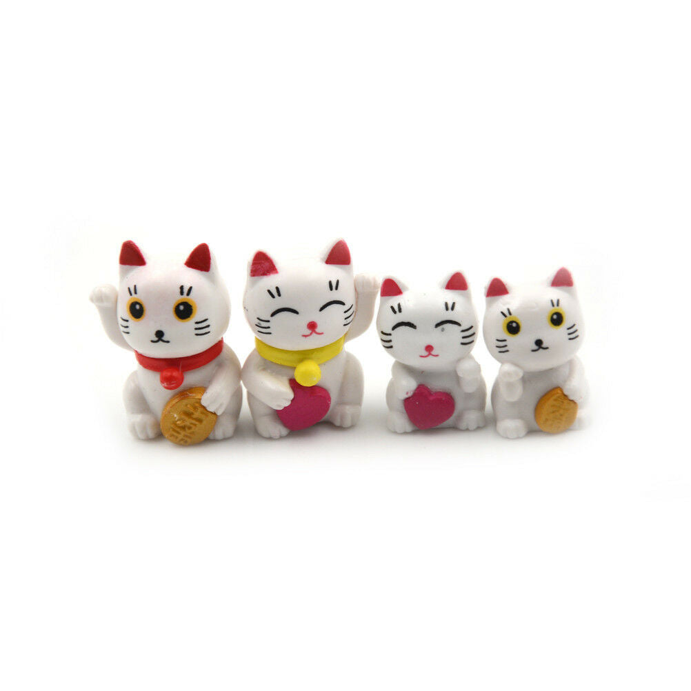 4X Cartoon Lucky Cats Micro Landscape Garden Decorations Miniatures Orname.l8