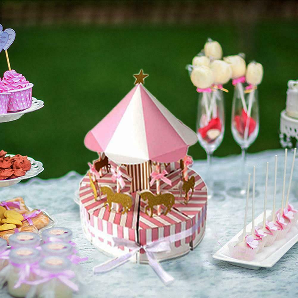 Romantic Carousel Candy Box Wedding Birthday Party Guest Gift Decor (Pink) @