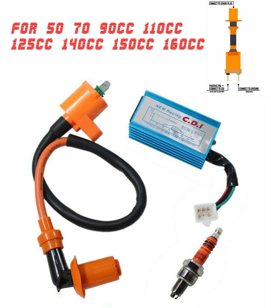 Racing CDI Ignition Coil Spark Plug Kit for 50CC-160CC Engine Dirt Bike ATV Quad