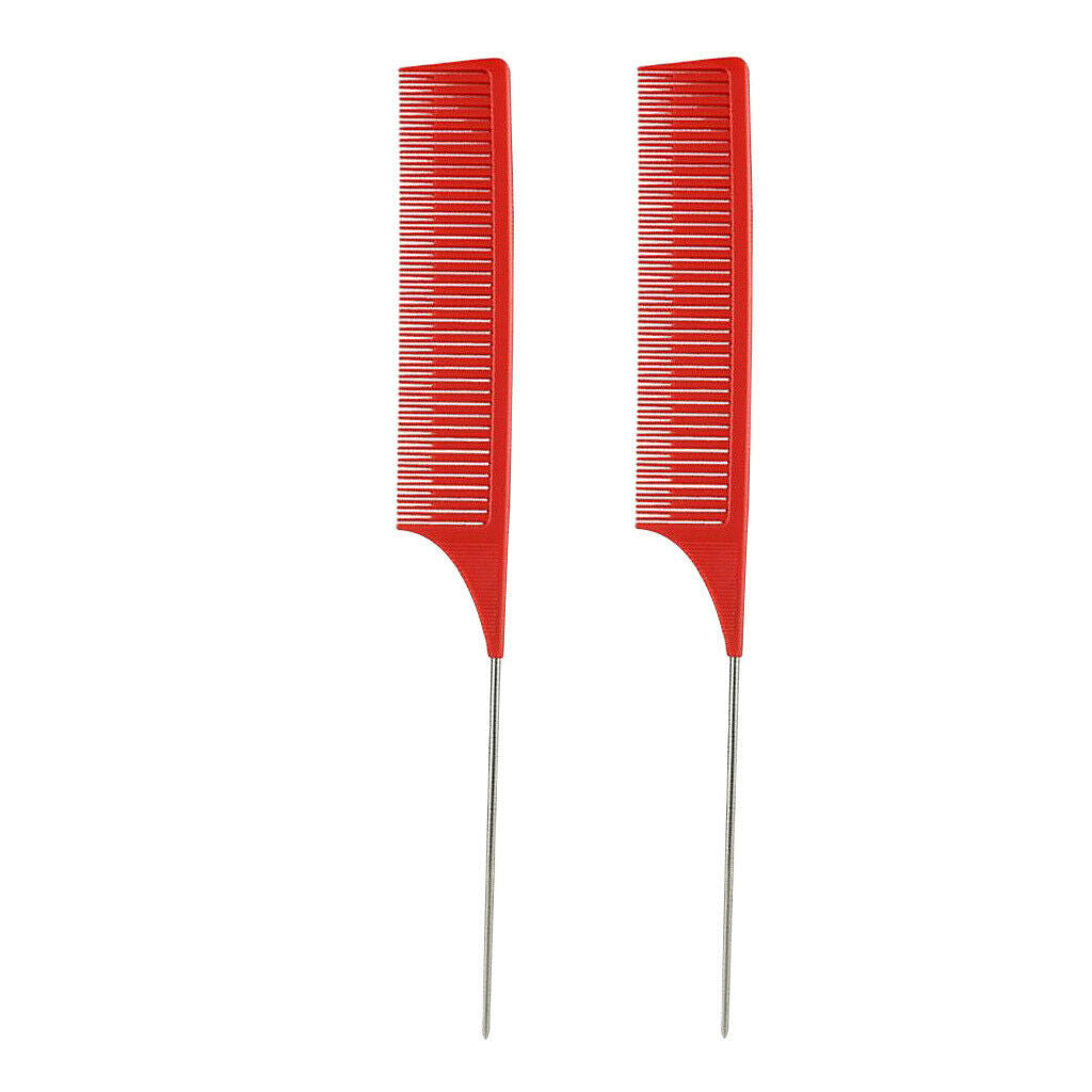 2x Red Professional Plastic Weave Highlighting Foiling Hair Comb Combs Tool
