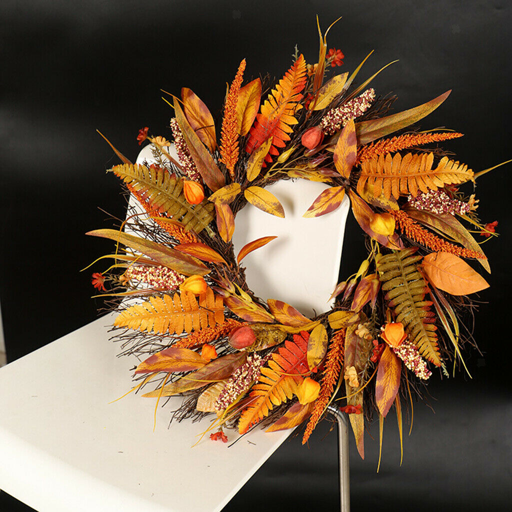 Fall Harvest Garland Artificial Grain Wreath 50cm Door Decor Thanksgiving