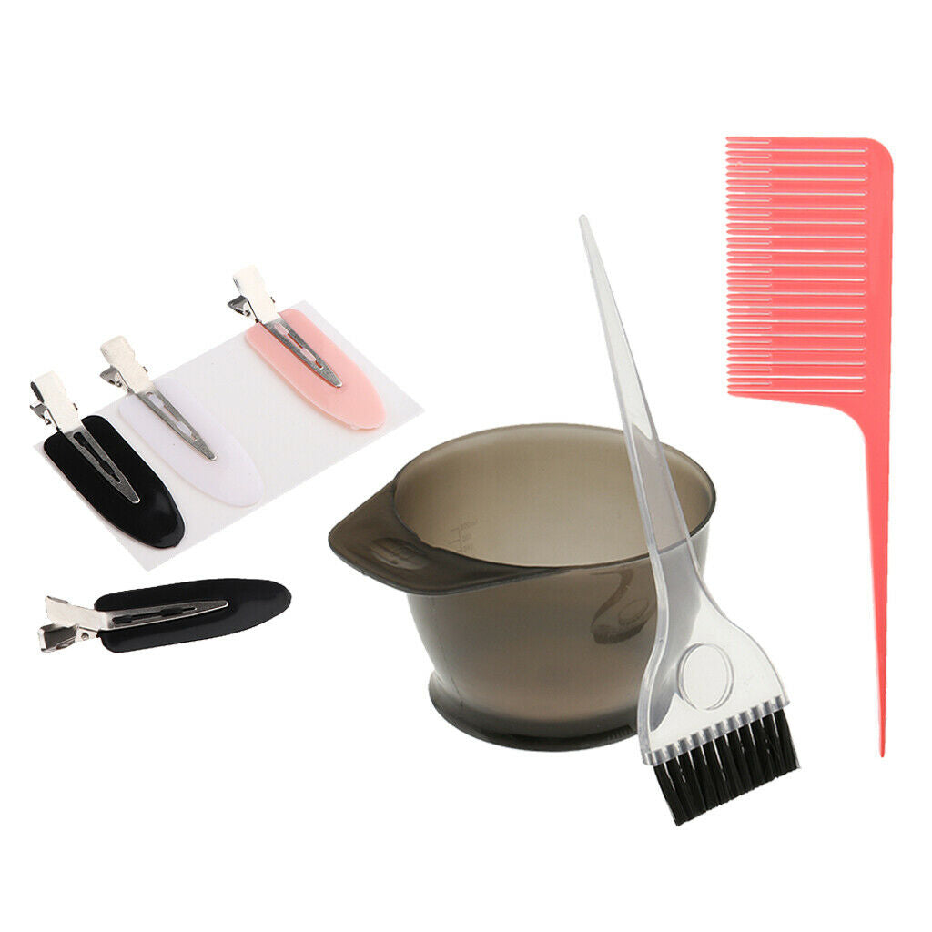 Hairdressing Hair Color Bowl Brush Comb Hairclip Set Barbers Tools Kits