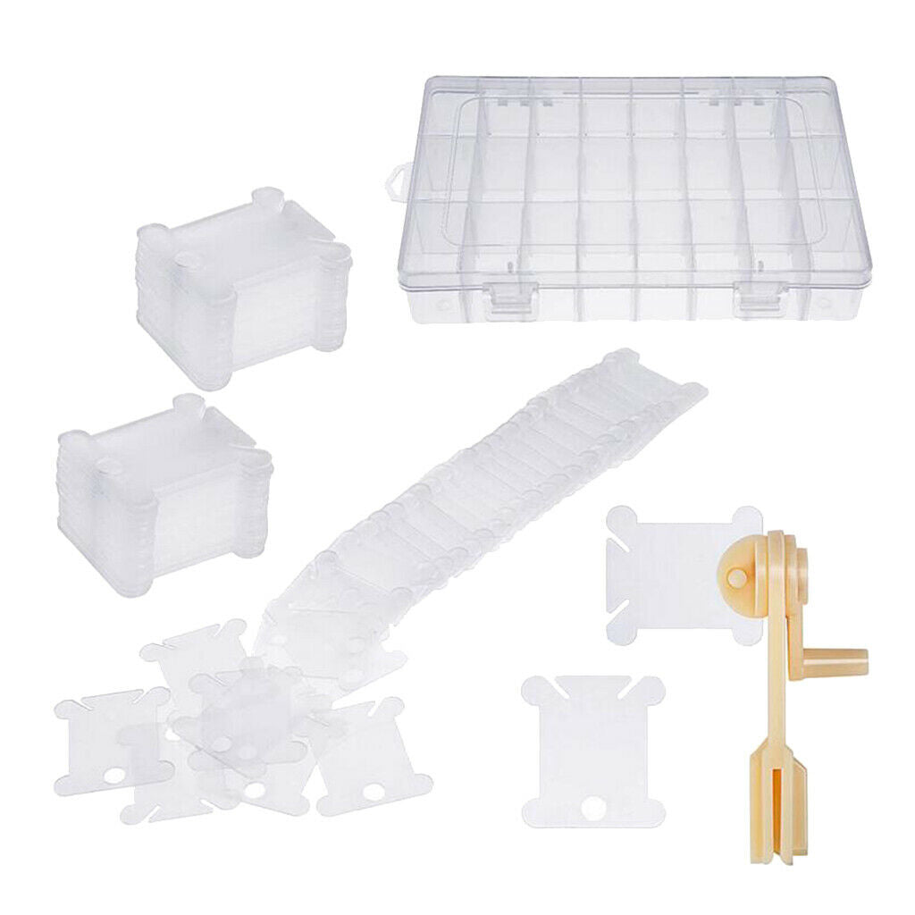 1 Set Floss Bobbin Winder Thread Winding Card Storage Box Sewing Kit Reel