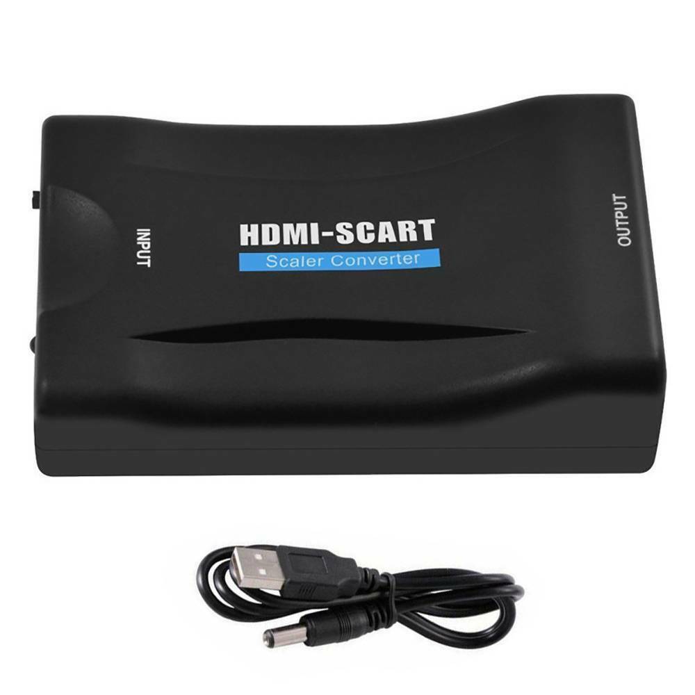 Black HDMI to SCART Adapter HD Video Audio Upscale Converter Cable TV DVD HDTV!