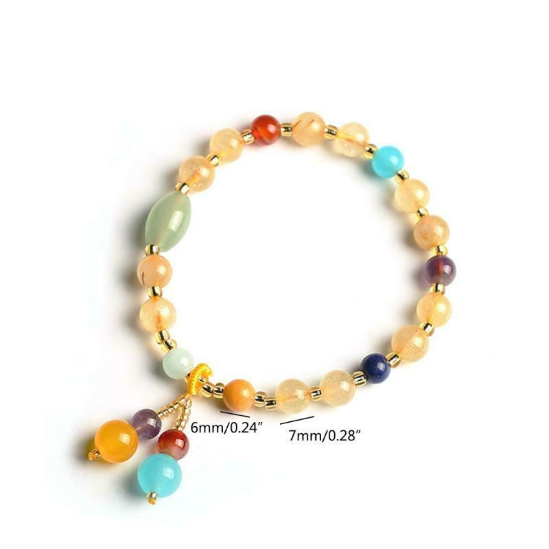 Crystal Tiny Beads Bracelet Natural Rutilated Quartz Lapis Lazuli Jewelry Decor