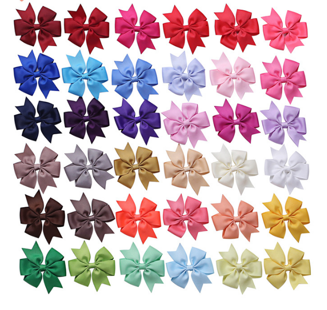 20pcs/set Hair Bows With Clip 3 inch Grosgrain Ribbon Hairpins For Kids Girl