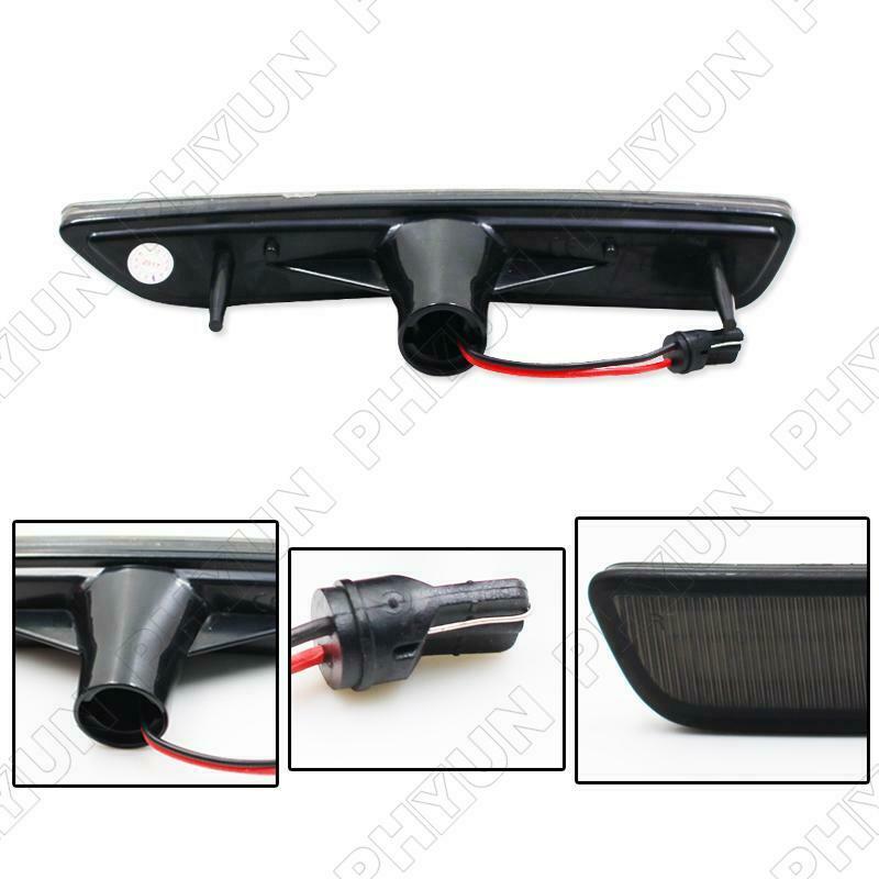 2x White LED Front Bumper Side Marker Lights Smoke Lens For Ford Mustang 2010-14