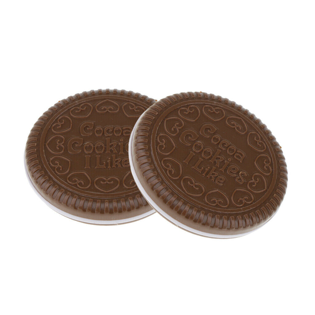 2 Round Folding Makeup Mirror Compact with Comb Pocket Biscuit Size Cute Brown