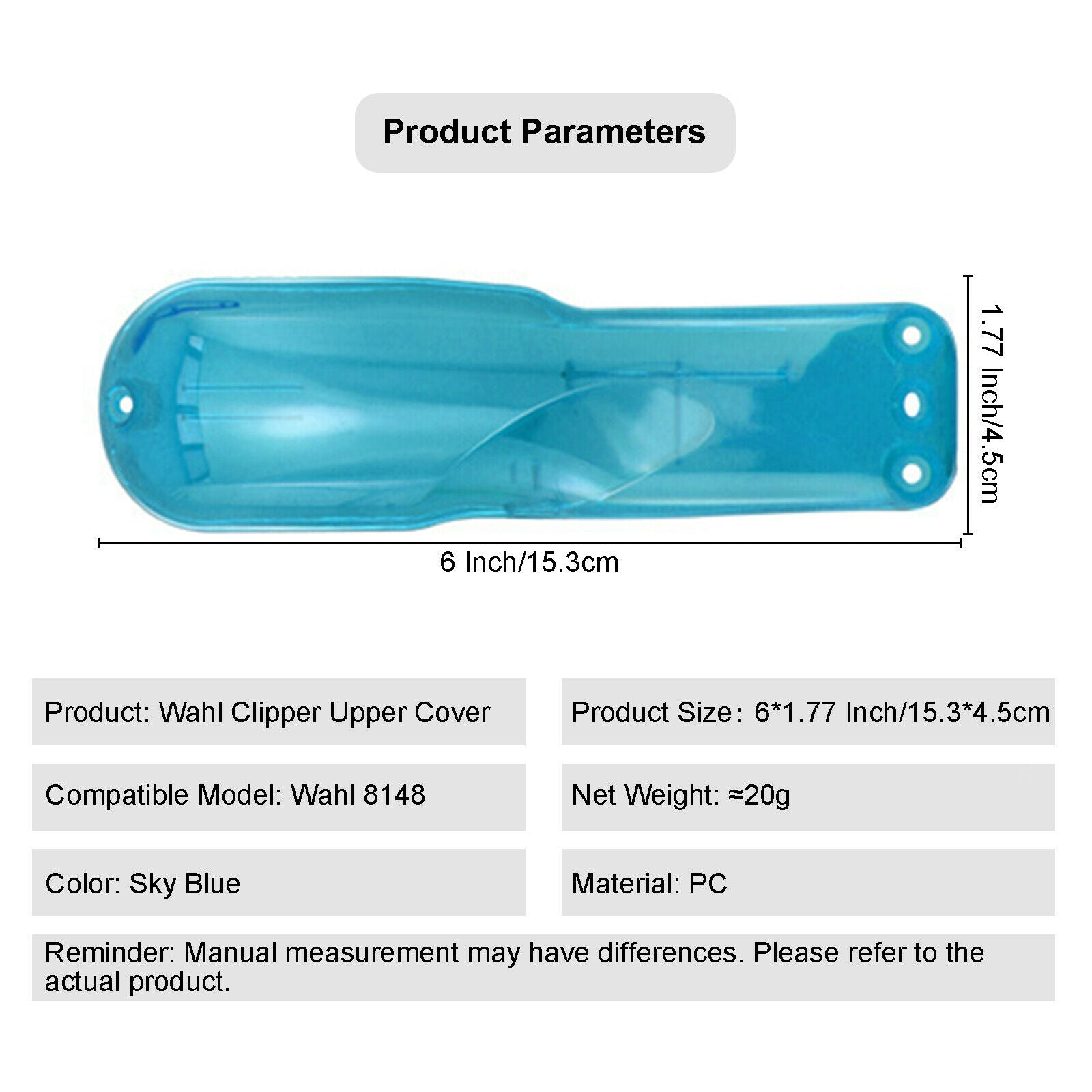DIY Back Housing Protective Cover for   8148 Cordless Clipper Sky Blue