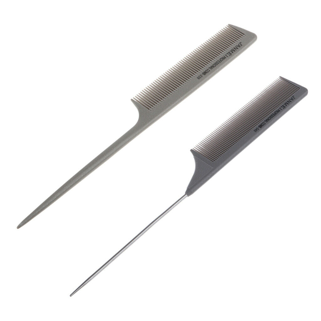 2x Teasing Sectioning Backcombing Combs Frizz Free Hairdressing Brush Gray