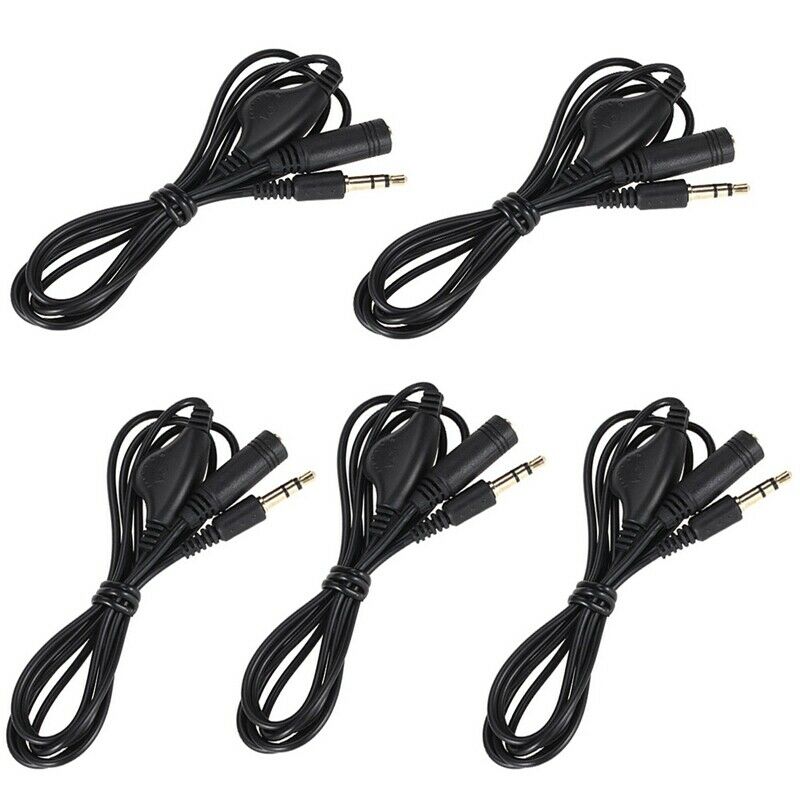Black 3.5Mm M/F Stereo Headphones Audio Extension Cable 1M with Volume ControlW1
