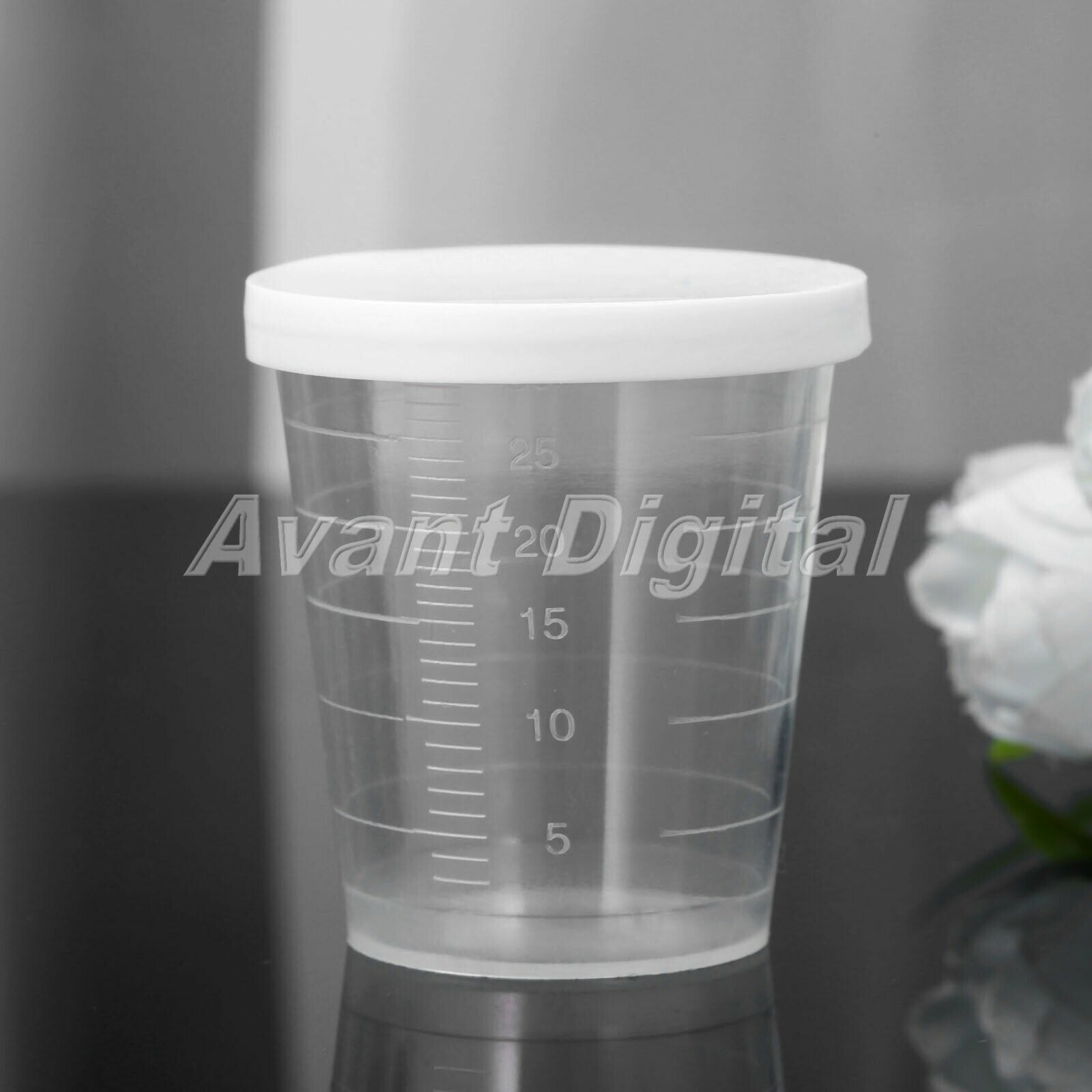 10X 30ml Graduated Laboratory Bottle Lab Test Measuring Container Cups White Lid