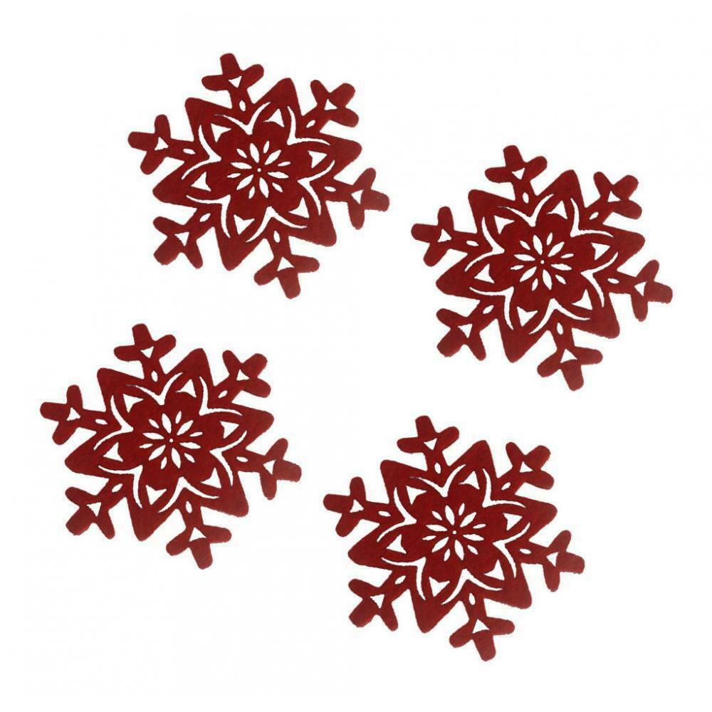 4x Snowflake Cloth Felt Mug Coasters Coffee Table Drinks Cup Place Mat 3.9in