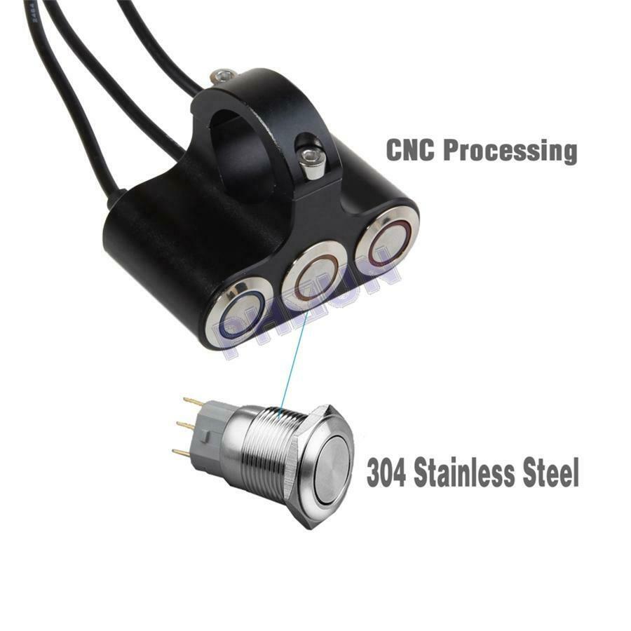 Fog Light Horn Power Start Switch For Motorcycle ATV Scooter Moped 1'' Handlebar