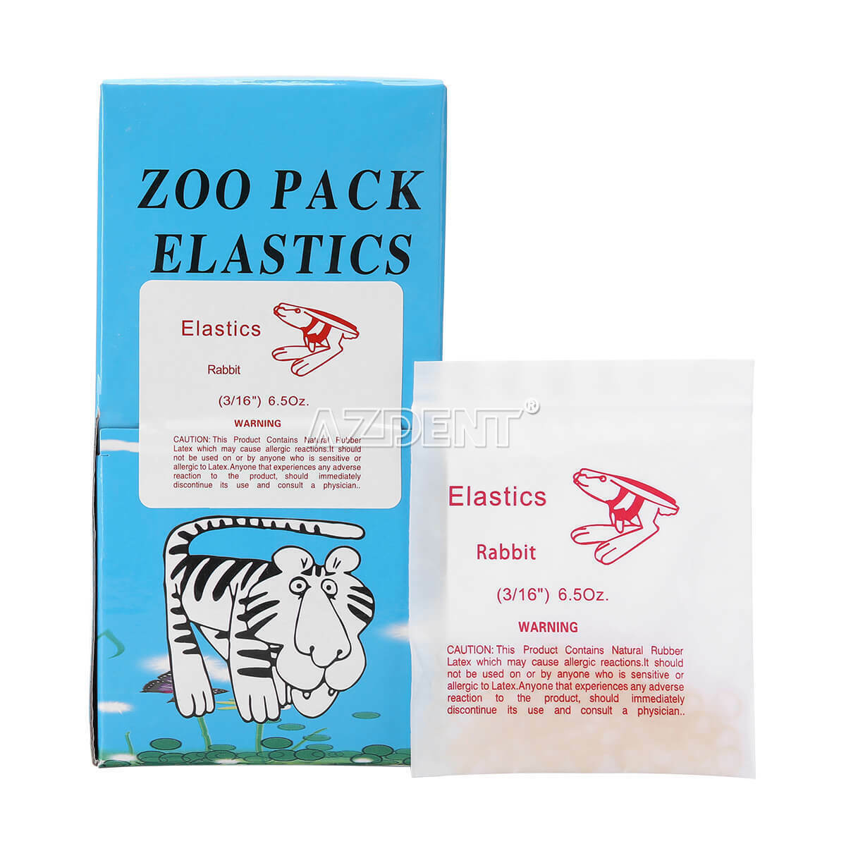 5X Dental Ortho Zoo Pack Elastics latex Rubber Band 3/16 Rabbit 6.5OZ 5000PC/Box