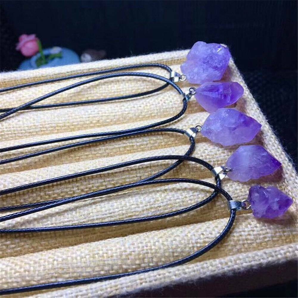 Natural Amethyst Crystal Stone Pendant Healing Mineral Necklace Gifts Decor New