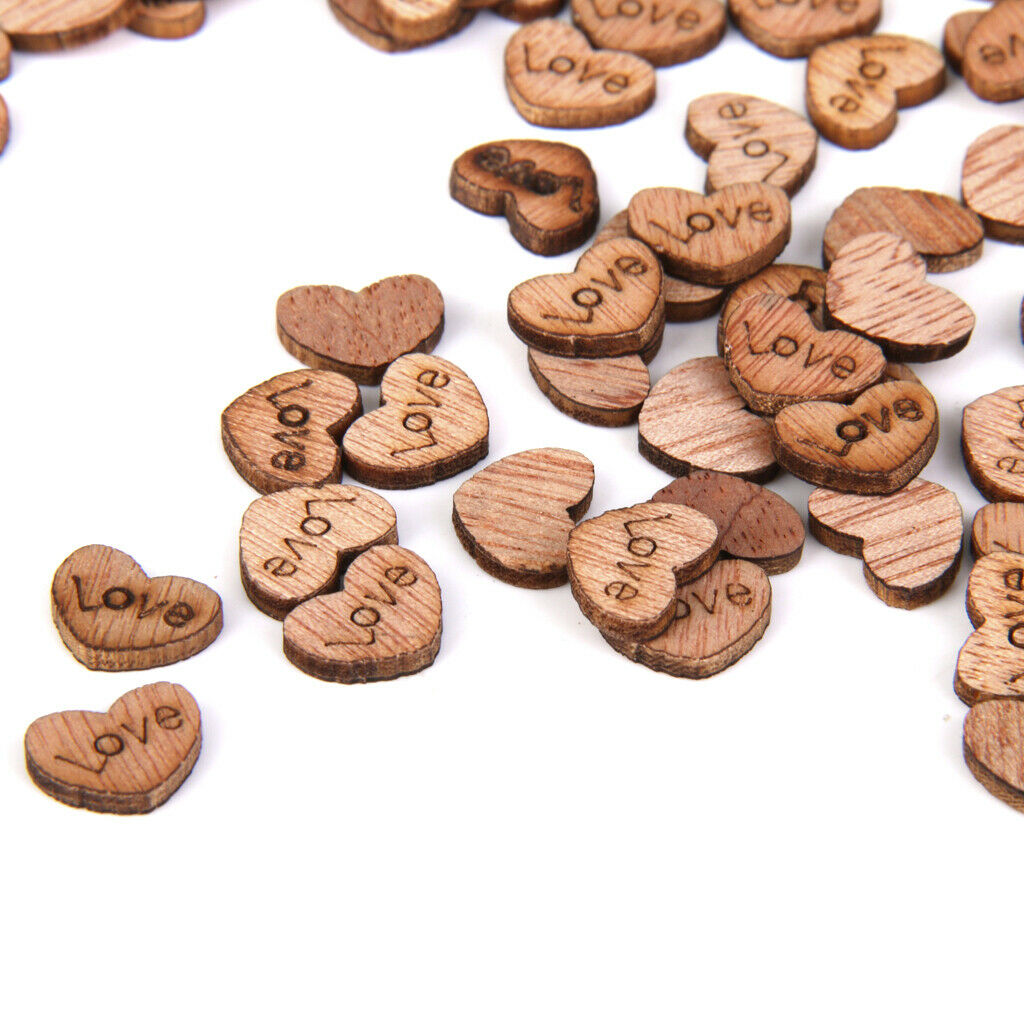 100pcs natural wood heart embellishments 12x2mm scrapbooking